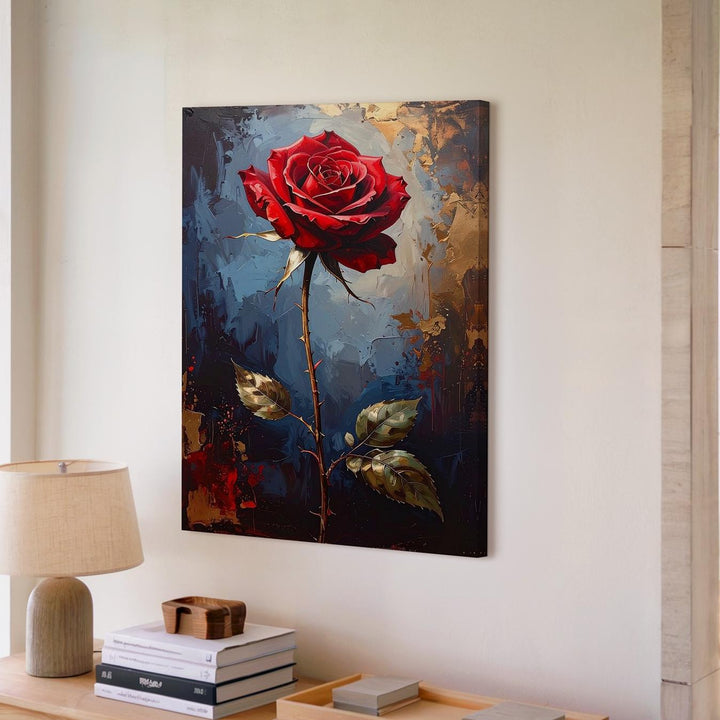 Red Rose of Passion Canvas – Hyper-Realistic Floral Art for Love & Romance - Gifitto