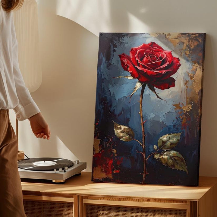 Red Rose of Passion Canvas – Hyper-Realistic Floral Art for Love & Romance - Gifitto