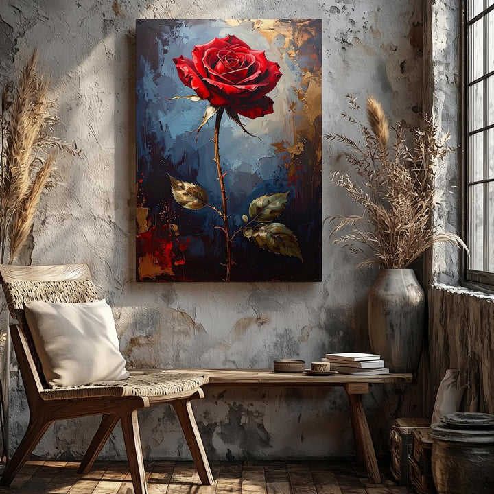 Red Rose of Passion Canvas – Hyper-Realistic Floral Art for Love & Romance - Gifitto