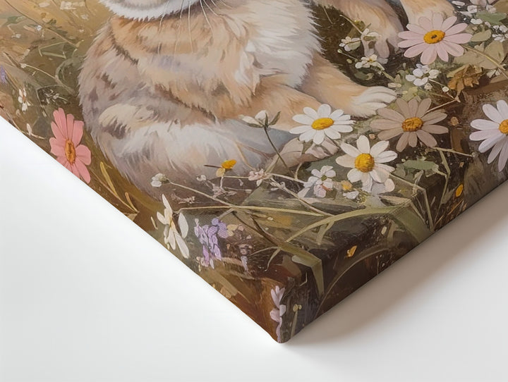 Sweet Rabbits in Wildflowers Canvas – Tender Meadow Wall Art - Gifitto