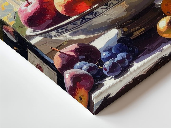 Rustic Autumn Still Life Canvas – Traditional Oil Painting with Fruit & Wine - Gifitto
