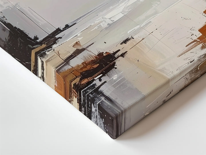 Foggy Horizon Canvas – Abstract Landscape in Soft Beige, Gray, and Earthy Tones - Gifitto