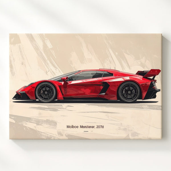 Redline Profile Canvas – Minimalist Side View of Modern Sports Car - Gifitto