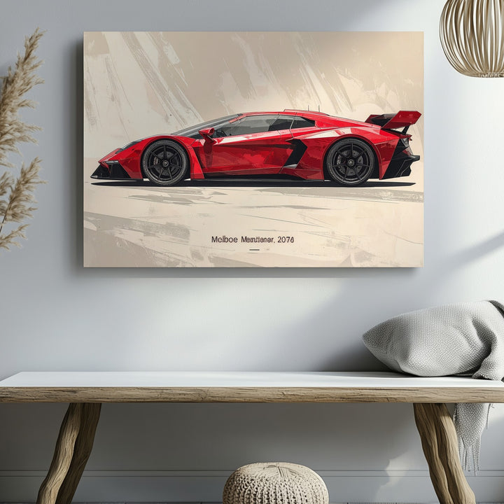 Redline Profile Canvas – Minimalist Side View of Modern Sports Car - Gifitto