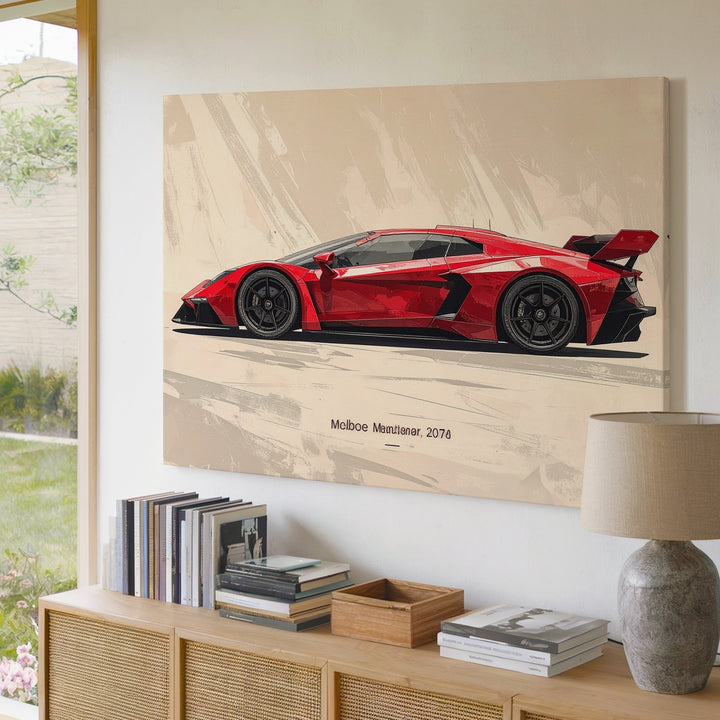 Redline Profile Canvas – Minimalist Side View of Modern Sports Car - Gifitto