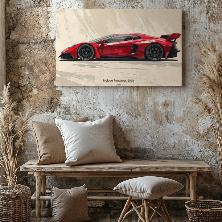 Redline Profile Canvas – Minimalist Side View of Modern Sports Car - Gifitto