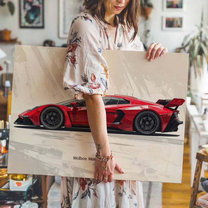 Redline Profile Canvas – Minimalist Side View of Modern Sports Car - Gifitto