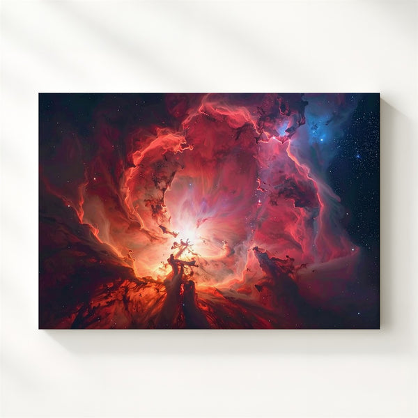 Fiery Red Nebula Canvas – Vertical Galactic Storm in Crimson & Burnt Orange - Gifitto