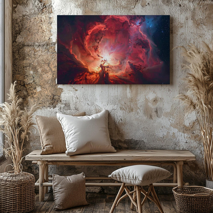 Fiery Red Nebula Canvas – Vertical Galactic Storm in Crimson & Burnt Orange - Gifitto