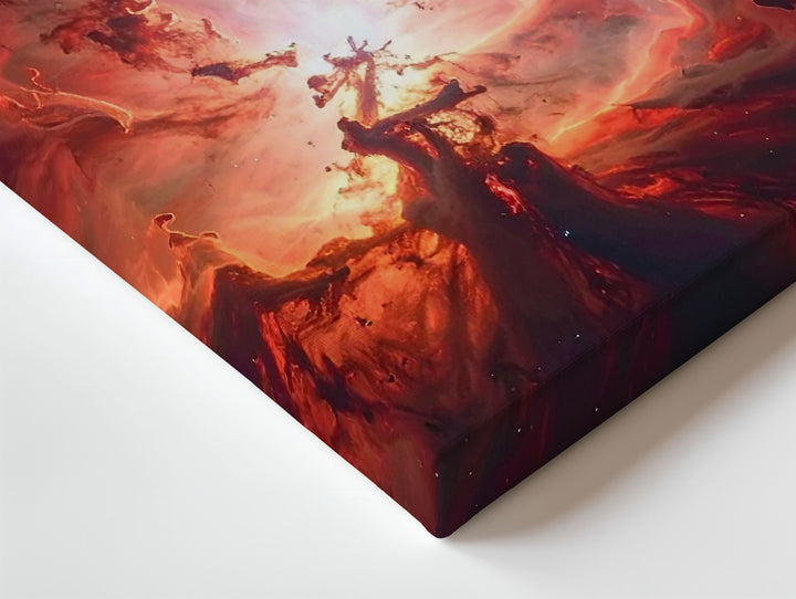 Fiery Red Nebula Canvas – Vertical Galactic Storm in Crimson & Burnt Orange - Gifitto