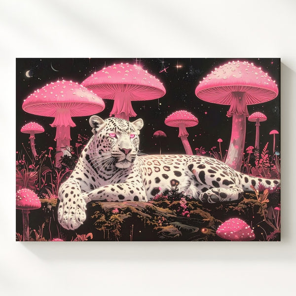 Cosmic Leopard Dreamscape Canvas – Psychedelic Fantasy Jungle Wall Art - Gifitto