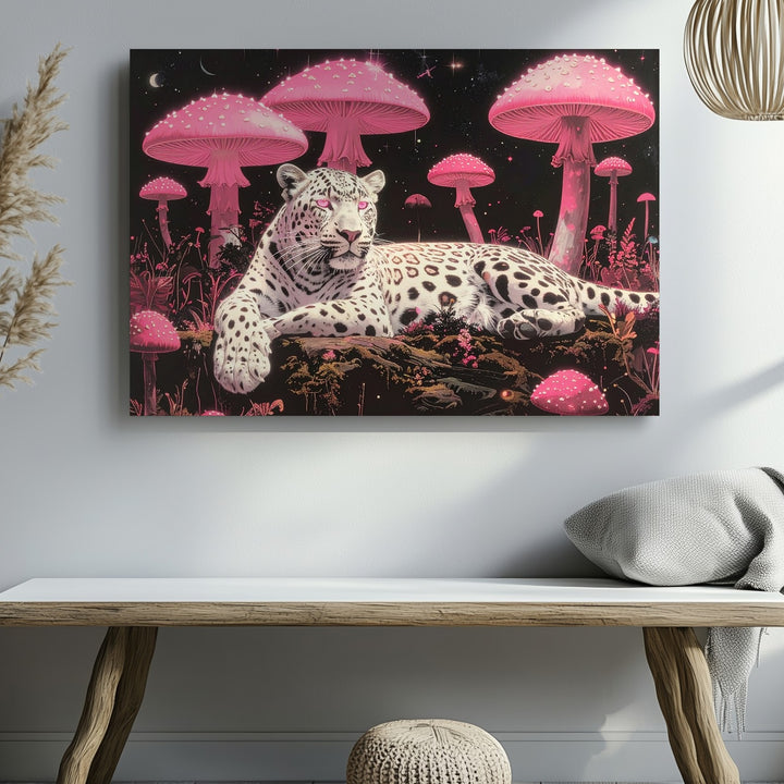 Cosmic Leopard Dreamscape Canvas – Psychedelic Fantasy Jungle Wall Art - Gifitto