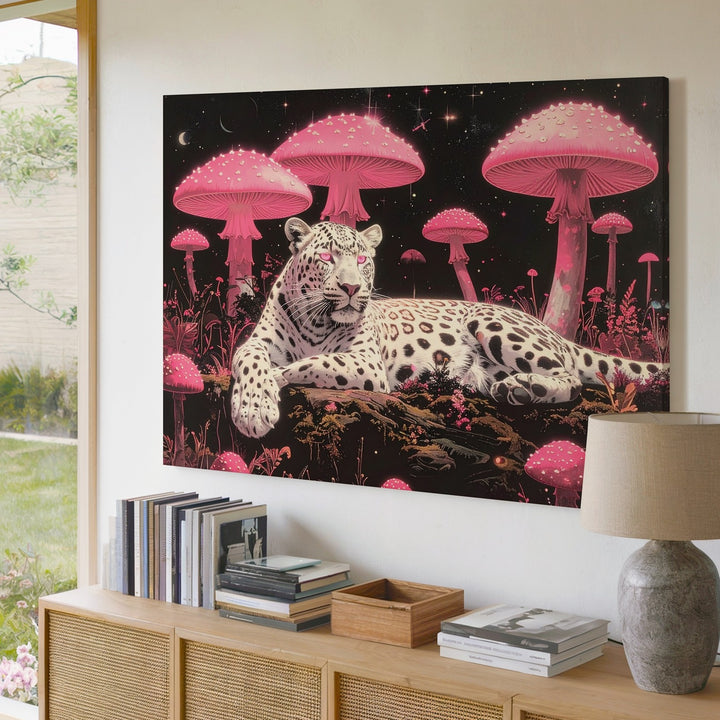Cosmic Leopard Dreamscape Canvas – Psychedelic Fantasy Jungle Wall Art - Gifitto