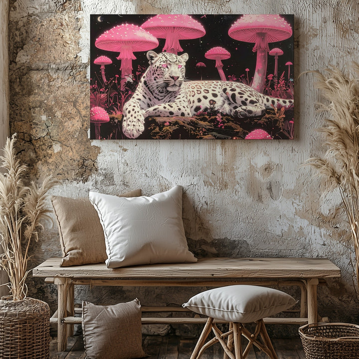 Cosmic Leopard Dreamscape Canvas – Psychedelic Fantasy Jungle Wall Art - Gifitto