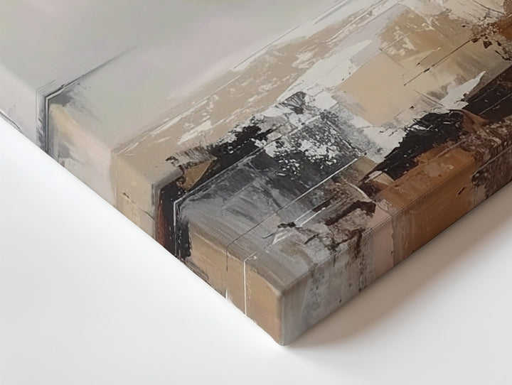Misty Morning Horizon Canvas – Abstract Landscape in Soft Beige, Gray, and Earthy Tones - Gifitto