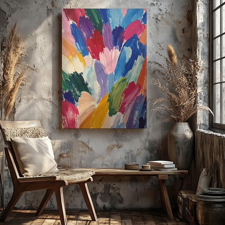 Abstract Joyful Movement Canvas – Colorful Expressionist Wall Art - Gifitto