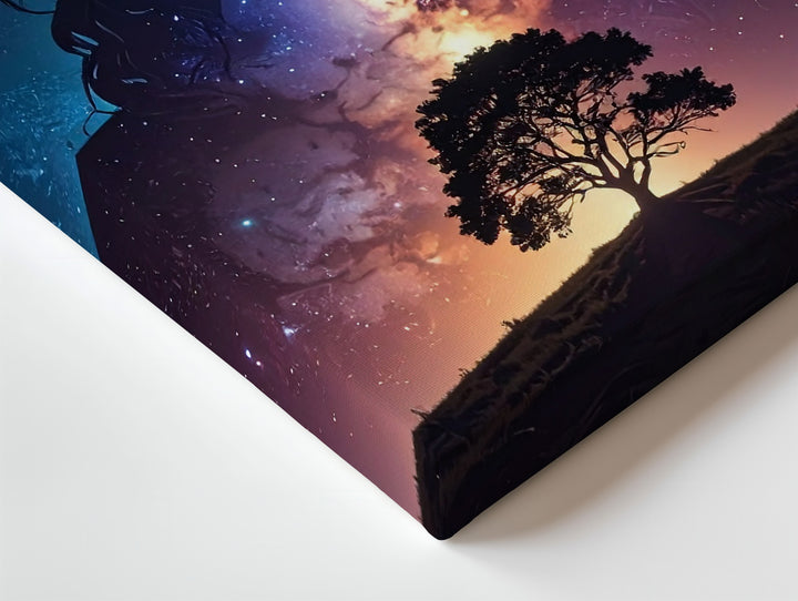 Celestial Christ Canvas – Galactic Silhouette with Crown of Thorns & Starry Sky - Gifitto