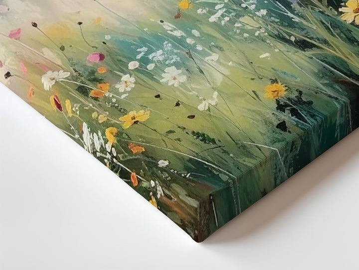 Pastel Wildflower Field Canvas – Dreamy Spring Landscape Wall Art - Gifitto