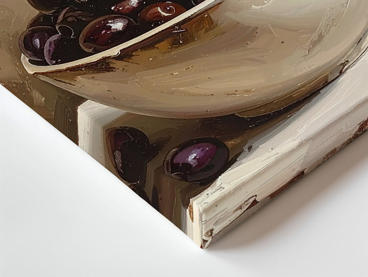 Minimalist Olive Bowl Canvas – Elegant Still Life with Warm Neutral Tones - Gifitto