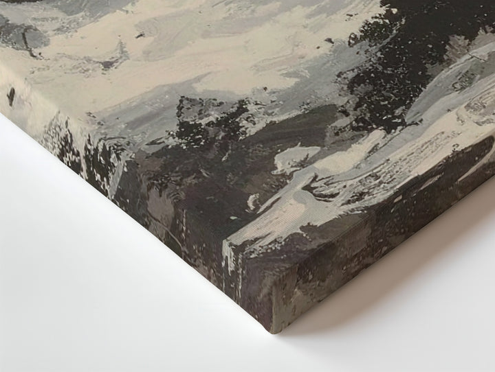 Monochrome Burst Canvas – Abstract Black and White Art with Charcoal Texture - Gifitto