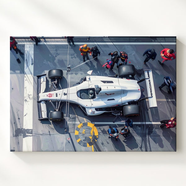 Precision Pitstop Canvas – Top-Down Racing Team in Motion - Gifitto