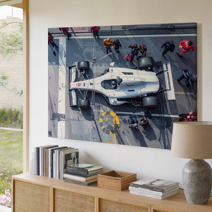 Precision Pitstop Canvas – Top-Down Racing Team in Motion - Gifitto