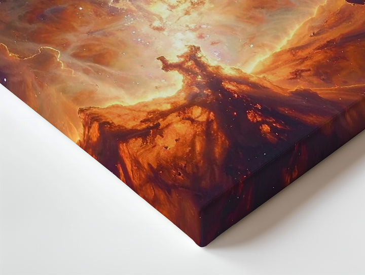 Bronze Flame Nebula Canvas – Fiery Cosmic Cloud with Glowing Depth - Gifitto