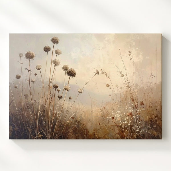Dried Wildflower Silhouette Canvas – Minimal Nature-Inspired Wall Art - Gifitto