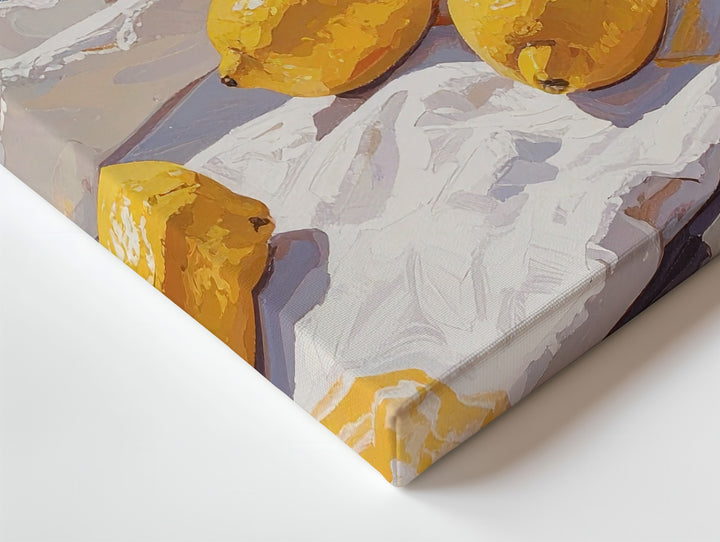 Seaside Picnic Canvas – Impressionist Coastal Scene with Lemons & Wine - Gifitto
