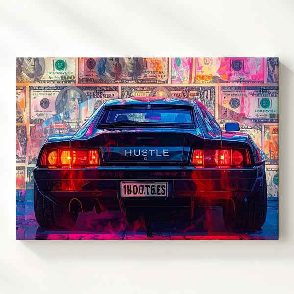 Hustle Mode Canvas – Lamborghini Huracán with Neon Money Wall - Gifitto
