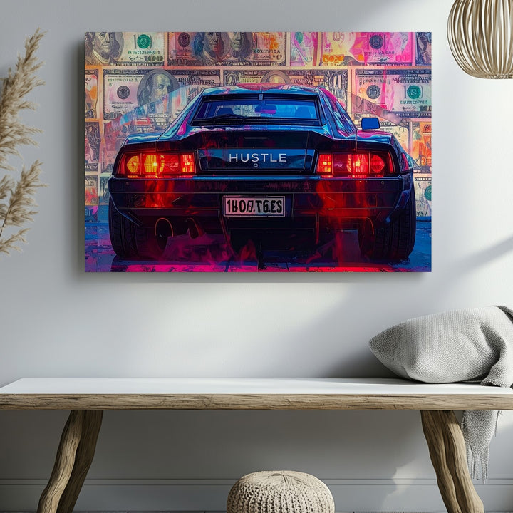 Hustle Mode Canvas – Lamborghini Huracán with Neon Money Wall - Gifitto