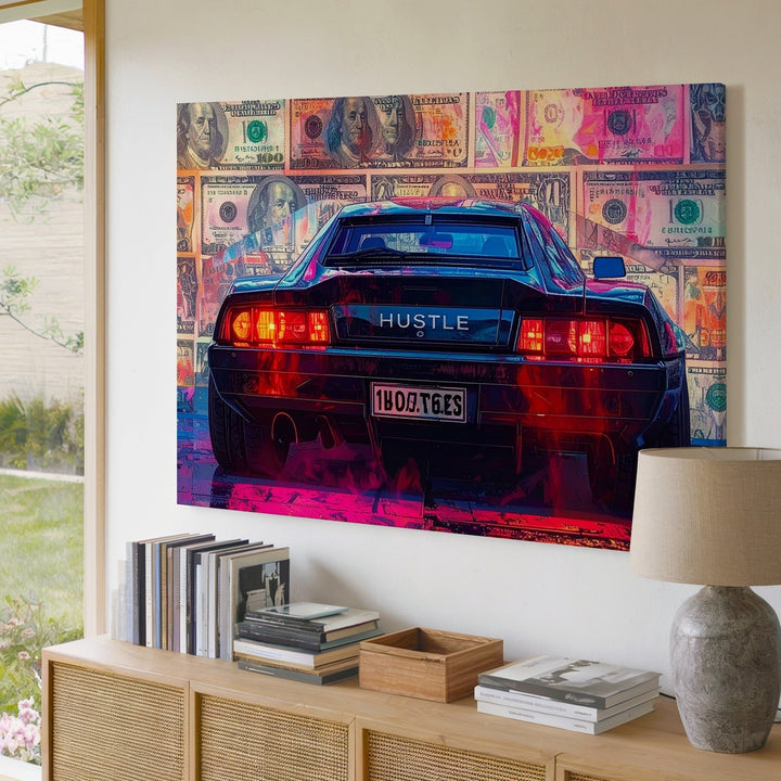 Hustle Mode Canvas – Lamborghini Huracán with Neon Money Wall - Gifitto