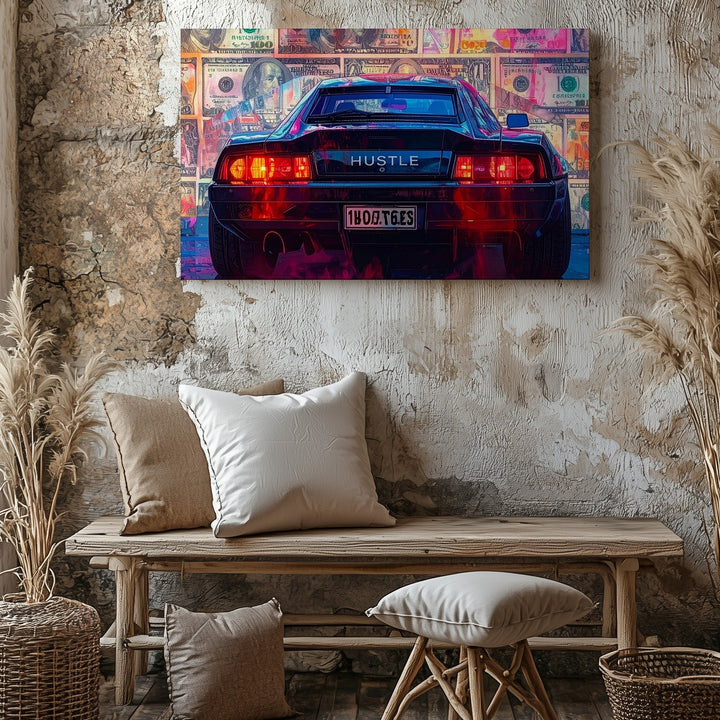 Hustle Mode Canvas – Lamborghini Huracán with Neon Money Wall - Gifitto