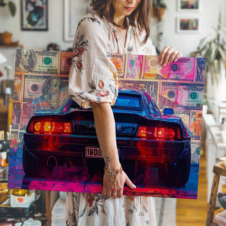 Hustle Mode Canvas – Lamborghini Huracán with Neon Money Wall - Gifitto