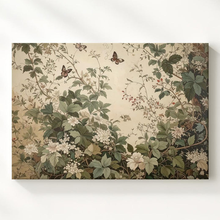 Vintage Botanical Tangle Canvas – Delicate Vines, Flowers & Butterflies - Gifitto