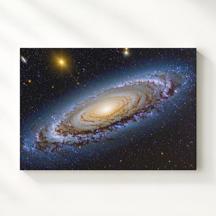 Wide-Angle Andromeda Galaxy Canvas – Blue-White Spiral with Starbursts & Dust Lanes - Gifitto