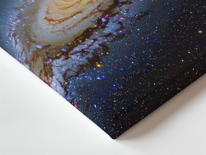 Wide-Angle Andromeda Galaxy Canvas – Blue-White Spiral with Starbursts & Dust Lanes - Gifitto