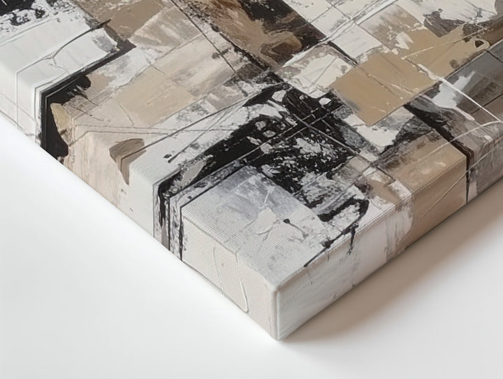 Urban Fragmentation Canvas – Abstract Art with Energetic Brushstrokes and Earthy Tones - Gifitto