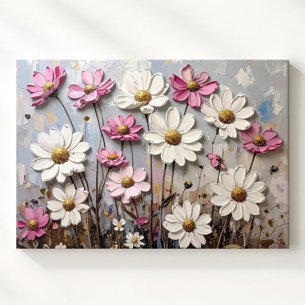 Whimsical Daisy Sky Canvas – Cheerful Floral Wall Art in Pastel Tones - Gifitto