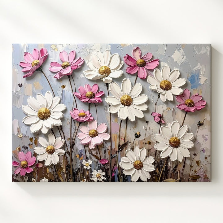 Whimsical Daisy Sky Canvas – Cheerful Floral Wall Art in Pastel Tones - Gifitto