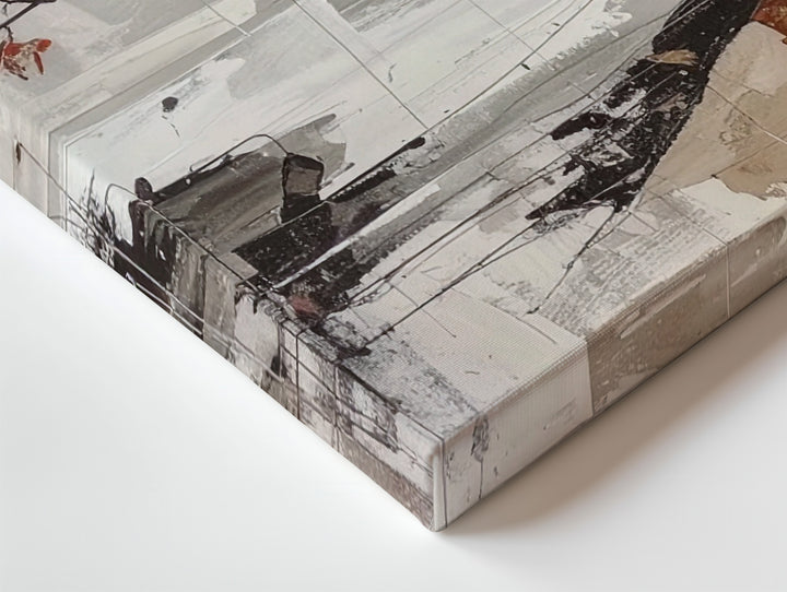 Fluid Rhythm Canvas – Mixed Media Abstract Art with Earthy Tones and Gestural Linework - Gifitto