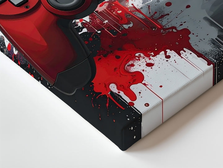Crimson Chaos Canvas – Red PlayStation Controller with Explosive Energy - Gifitto