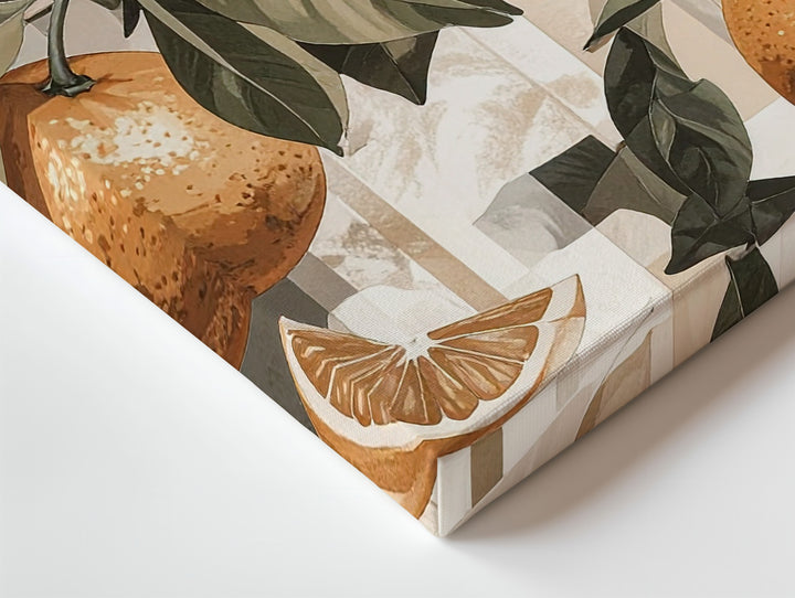 Amber Citrus Pattern Canvas – Modern Fruit & Leaf Repeating Wall Art - Gifitto