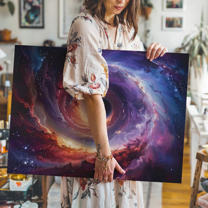Galactic Vortex Canvas – Spiraling Cosmic Energy in Red, Purple & Blue - Gifitto