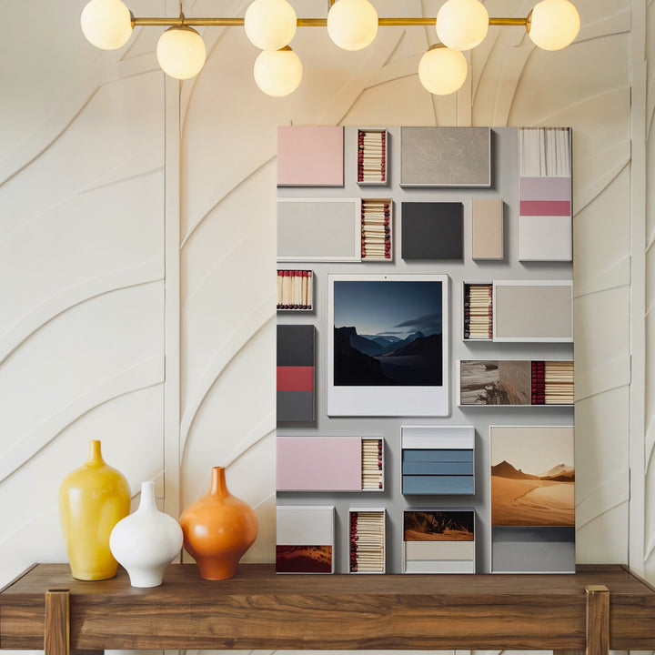 Analog Meets Digital Canvas – Pastel Stationery Flat-Lay with Black Tablet - Gifitto