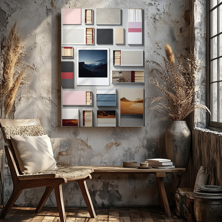 Analog Meets Digital Canvas – Pastel Stationery Flat-Lay with Black Tablet - Gifitto