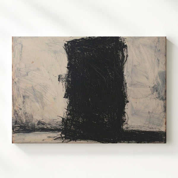 Raw Gesture Canvas – Minimalist Abstract Drawing in Black on Pale Background - Gifitto