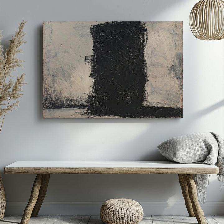 Raw Gesture Canvas – Minimalist Abstract Drawing in Black on Pale Background - Gifitto