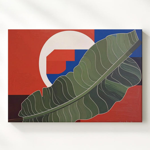 Modern Leaf & Geometry Canvas – Minimalist Abstract Nature-Inspired Art - Gifitto