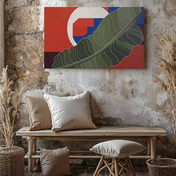 Modern Leaf & Geometry Canvas – Minimalist Abstract Nature-Inspired Art - Gifitto